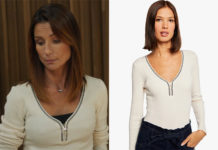 DEMAIN NOUS APPARTIENT : le pull blanc ivoire avec zip de Raphaëlle dans l’épisode 1562