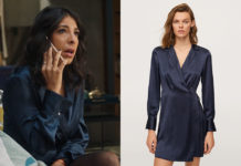 DEMAIN NOUS APPARTIENT : la robe cache-cœur bleu nuit de Soraya dans l’épisode 1599