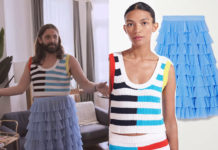 QUEER EYE : Jonathan’s striped top and ruffled tiered midi skirt in S8E03