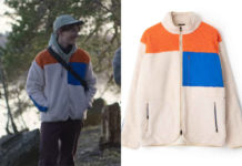YOUNG ROYALS : the off-white and orange fleece jacket of a schoolboy from Hilliska in S3E02