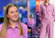 STYLE : Helena Bailly, en ensemble lilas au 13h d’RTL-TVi