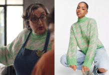 DEMAIN NOUS APPARTIENT : le pull vert à motif pied-de-poule de Mona dans l’épisode 1639