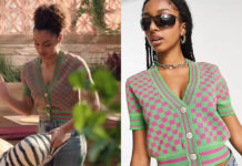 PLUS BELLE LA VIE ENCORE PLUS BELLE : le petit gilet à carreaux rose et vert d’Aya dans l’épisode 75