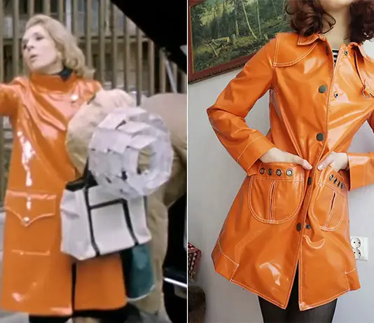 LES SAINTES CHÉRIES : le manteau en vinyle orange d’Ève dans l’épisode 2×01