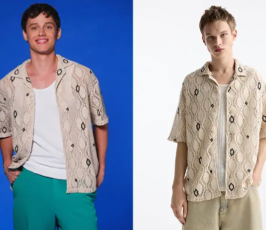 SECRET STORY : la chemise avec desssins géométriques de Léo