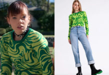 HEARTBREAK HIGH : Quinni’s green jacquard knit top in S2E04