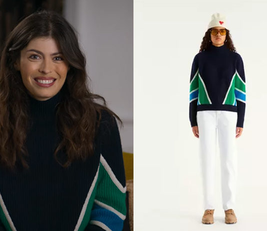 FIASCO : le pull bleu col montant d’Ingrid dans le premier épisode