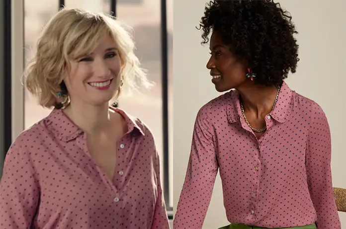 PLUS BELLE ENCORE chemise rose pois Jennifer dans l’épisode