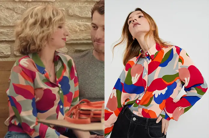 PLUS BELLE ENCORE chemise fleurs stylisées Jennifer dans l’épisode
