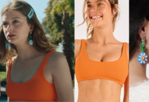 ICI TOUT COMMENCE : la brassière orange et la boucle d’oreilles fleur de Carla