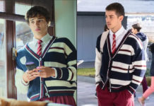 ELITE : Joel’s striped cardigan in S8E01