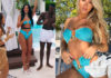 TOO HOT TO HANDLE : Katherine’s blue bikini and white sandals in S6E01