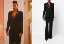 RIVALS : Cameron’s black single-breasted trouser suit in episode 2