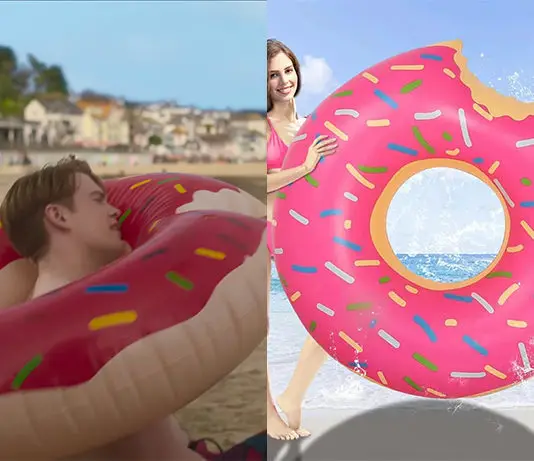 HEARTSTOPPER : Nick’s inflatable swimming ring with a donut design in S3E01