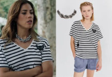 ICI TOUT COMMENCE : le t-shirt rayé avec badge de Pénélope dans l’épisode 1029