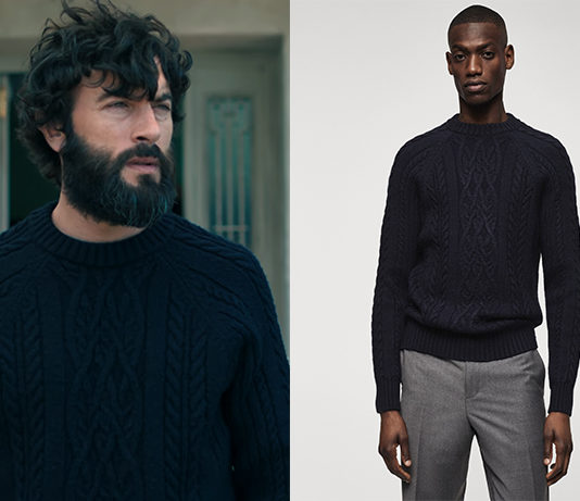 DERNIÈRE NUIT À TREMOR : le pull bleu foncé d’Alex de Bruno dans les épisodes 2 et 3