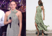 STAR ACADEMY : Julie , en longue robe vert d’eau lors du prime du 26 octobre