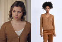 ICI TOUT COMMENCE : le cardigan camel aux boutons en forme de cœur de Bérénice dans l’épisode 1082
