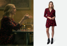 L’Histoire de ma famille : la robe noire à imprimé floral rouge de Sarah dans le premier épisode