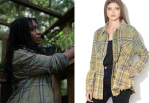 EARTH ABIDES : Emma’s Plaid Studded Fringe Ripped Shacket in S1E05