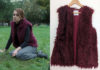TOXIC TOWN : Tracey’s burgundy faux fur sleeveless jacket