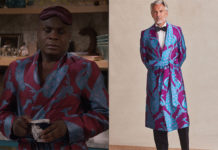 Mid-Century Modern : Arthur’s Fuschia and Turquoise Peacock Gown in the first episode