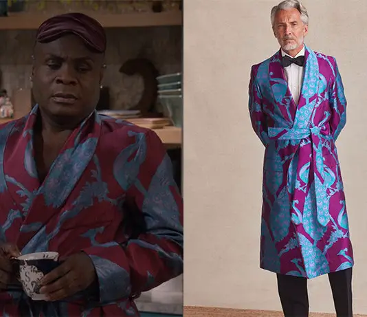 Mid-Century Modern : Arthur’s Fuschia and Turquoise Peacock Gown in the first episode