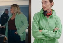 LÉO MATTEÏ, BRIGADE DES MINEURS : la chemise verte d’Inès en velours côtelé dans l’épisode 55