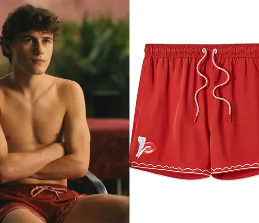 THE WHITE LOTUS : Lochlan’s red Swim Trunks in S3E03