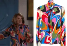 Mid Century Modern : Sybil’s with pussy-bow collar in the first episode