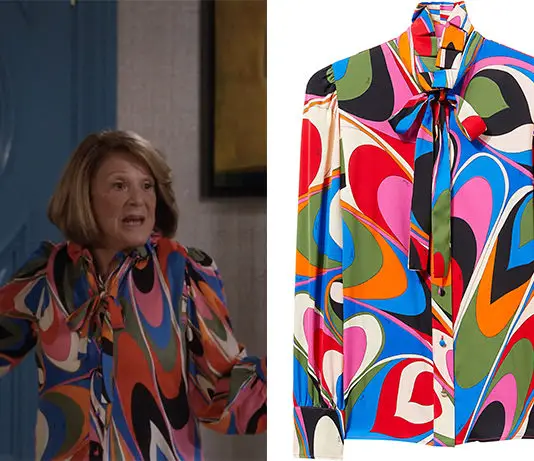 Mid Century Modern : Sybil’s with pussy-bow collar in the first episode