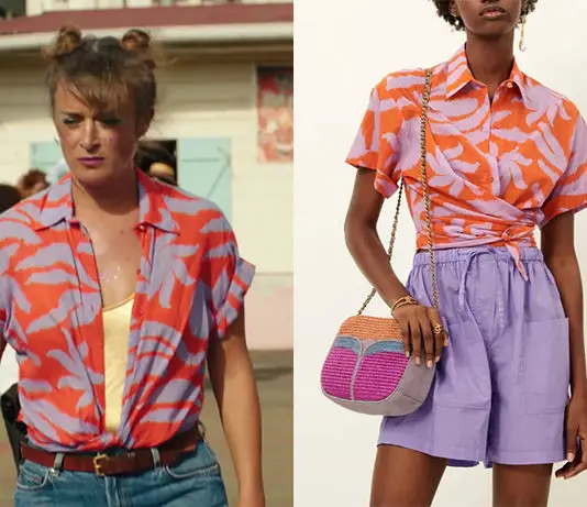 TROPIQUES CRIMINELS : la chemise orange, nouée à la taille, de Gaelle dans l’épisode 6×08