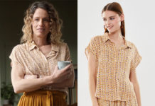 DEMAIN NOUS APPARTIENT : la blouse imprimée et la jupe safran de Soizic dans l’épisode 1952