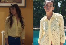 DEMAIN NOUS APPARTIENT : la chemise jaune de Gloria dans l’épisode 1990 à g. capture d'écran "Demain nous appartient" épisode 1990, source Auvio