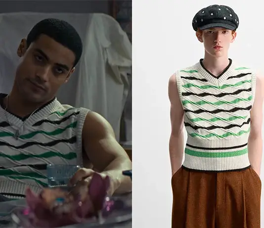 CULTE – 2 BE 3 : le pull sans manches à rayures diagonales d’Adel dans l’épisode 4