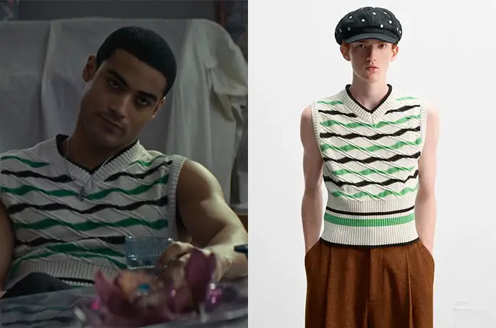 CULTE pull sans manches rayures diagonales d’Adel dans l’épisode