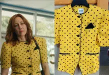BOOTS : Barbara’s polka dot blazer in S1E01