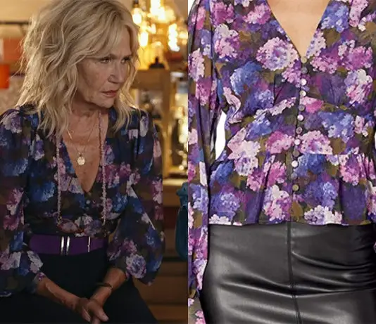 ENQUÊTE EN FAMILLE : la blouse à imprimé floral de Claire dans le deuxième épisode