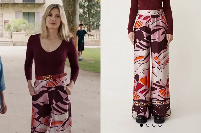 TOUT COMMENCE pantalon imprimé Constance dans l’épisode 1296