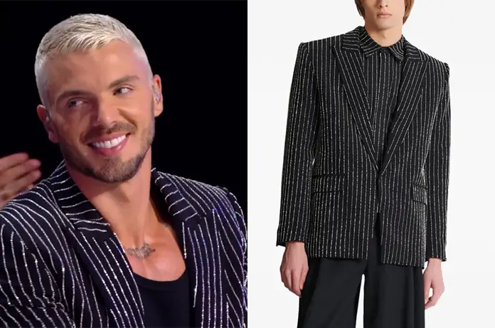 STAR ACADEMY veste rayures cristal Jonathan lors prime octobre