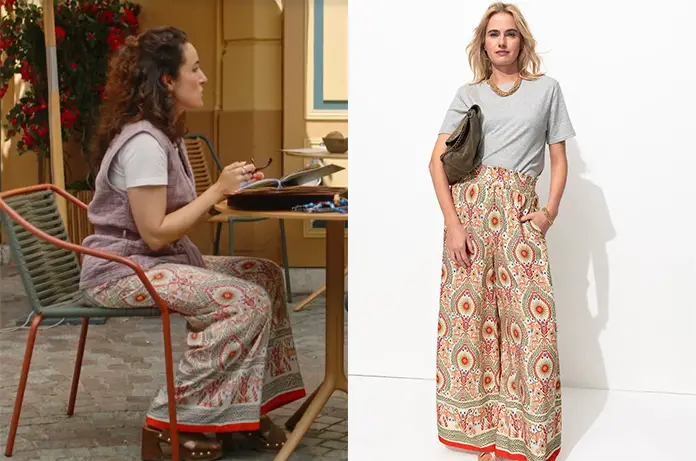 TOUT POUR LUMIÈRE pantalon large imprimé Margaux dans l’épisode