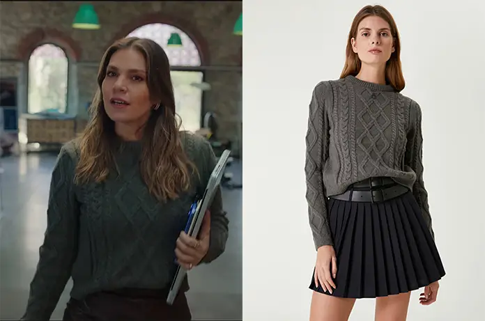 L’Héritière l’Ambitieux pull anthracite Nihal dans deuxième épisode