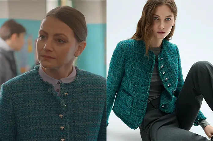 RIV4LITÉS veste bleue tweed principale dans l’épisode