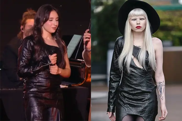 STAR ACADEMY robe cuir d’Ambre lors prime novembre