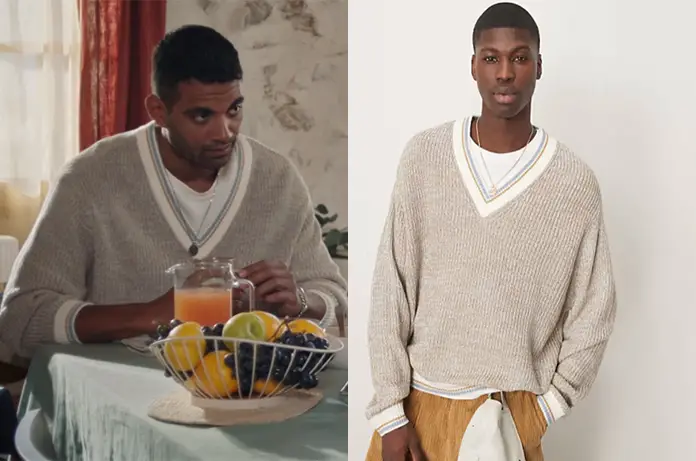 TOUT COMMENCE pull couleur taupe Gaëtan dans l’épisode 1300