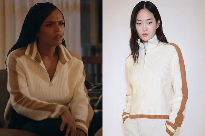 DEMAIN NOUS APPARTIENT pull rayures marron Mélody dans l’épisode 2082