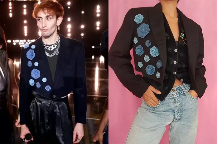 STAR ACADEMY blazer fleurs bleues Victor lors prime novembre