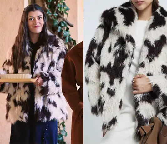 ICI TOUT COMMENCE : le manteau imprimé vache de Bianca dans l’épisode 1322