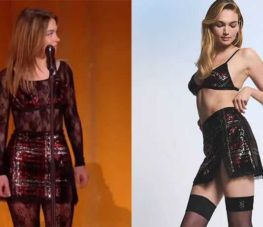 STAR ACADEMY : l’ensemble brassière et jupe en tartan à sequins de Mélissa le 20 décembre