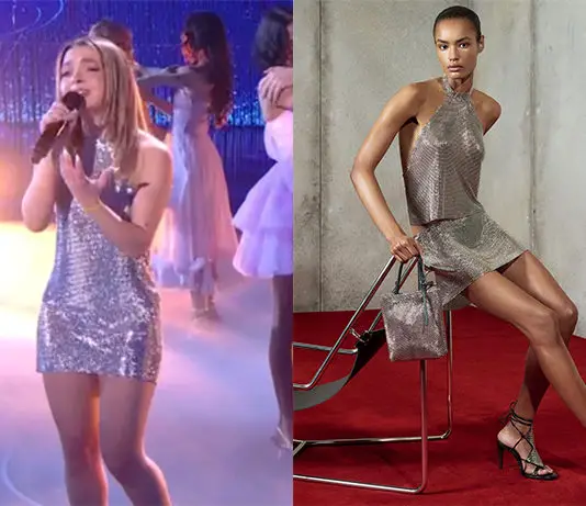 STAR ACADEMY : l’ensemble en maille métallique de Mélissa sur le prime du 27 décembre